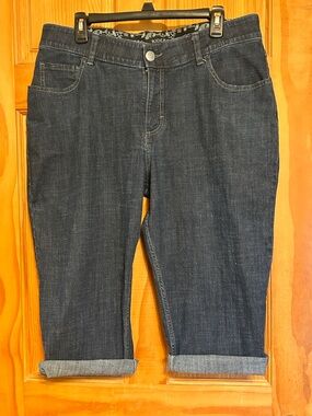 Riders by Lee Dark Indigo Cropped Capris Jeans Size 16W Like New